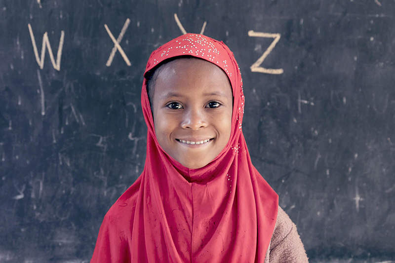 A first grade student at the blackboard; Felege Abay Elementary School, Bahar Dar, Ethiopia. Credit: GPE/Kelley Lynch