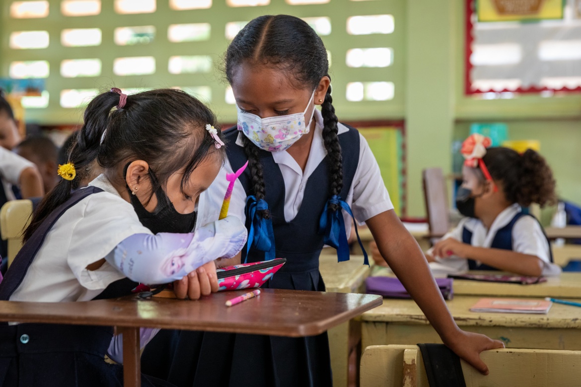 Second grade students at Arapaima Primary School, Lethem, Region 9, Guyana. Credit: GPE/Kelley Lynch